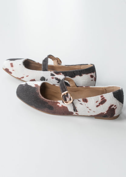 Cow Print Mary Jane Flats