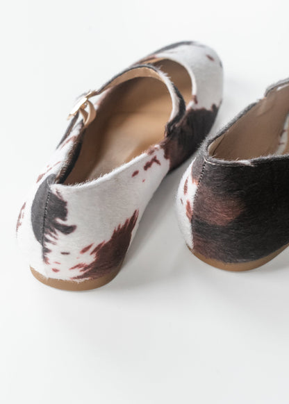 Cow Print Mary Jane Flats