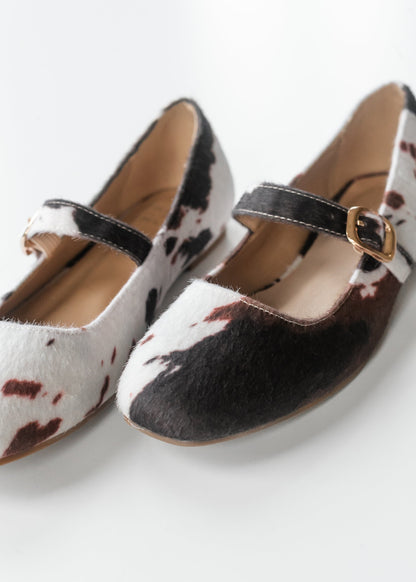 Cow Print Mary Jane Flats