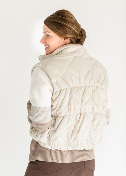Cream Velour Quilted Vest - FINAL SALE
