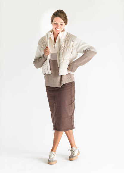 Cream Velour Quilted Vest - FINAL SALE