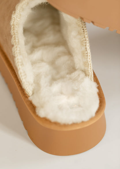 Crochet Edge Slip-on Sherpa Platform Slippers - FINAL SALE