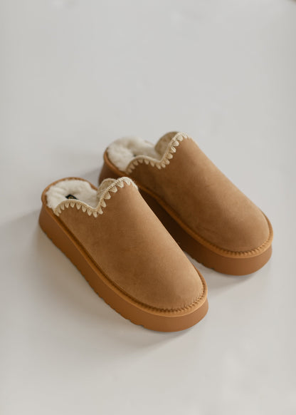 Crochet Edge Slip-on Sherpa Platform Slippers - FINAL SALE