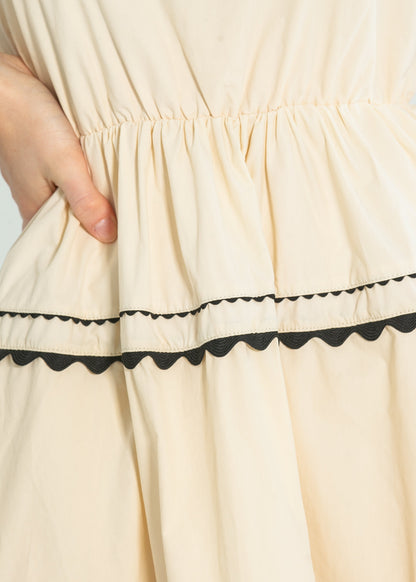 Damson Ric-Rac Ruffle Short Sleeve Midi Dress - FINAL SALE