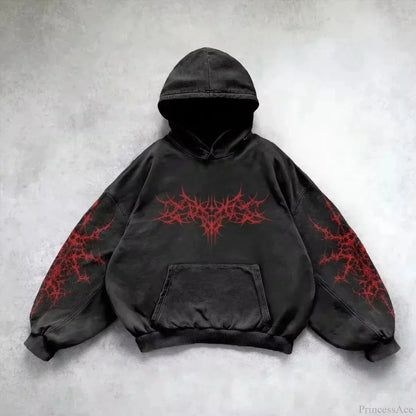 Dark Oversized Design Zip Hoodie