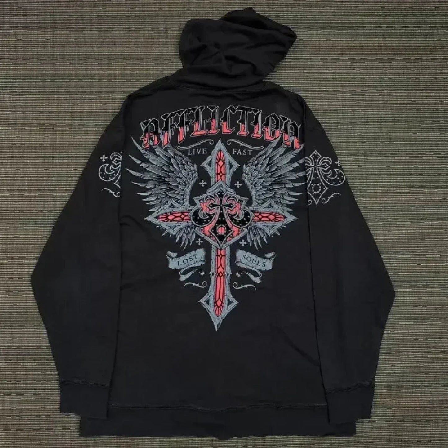 Dark Oversized Design Zip Hoodie