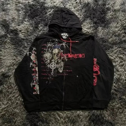 Dark Skull Oversized Zip Hoodie
