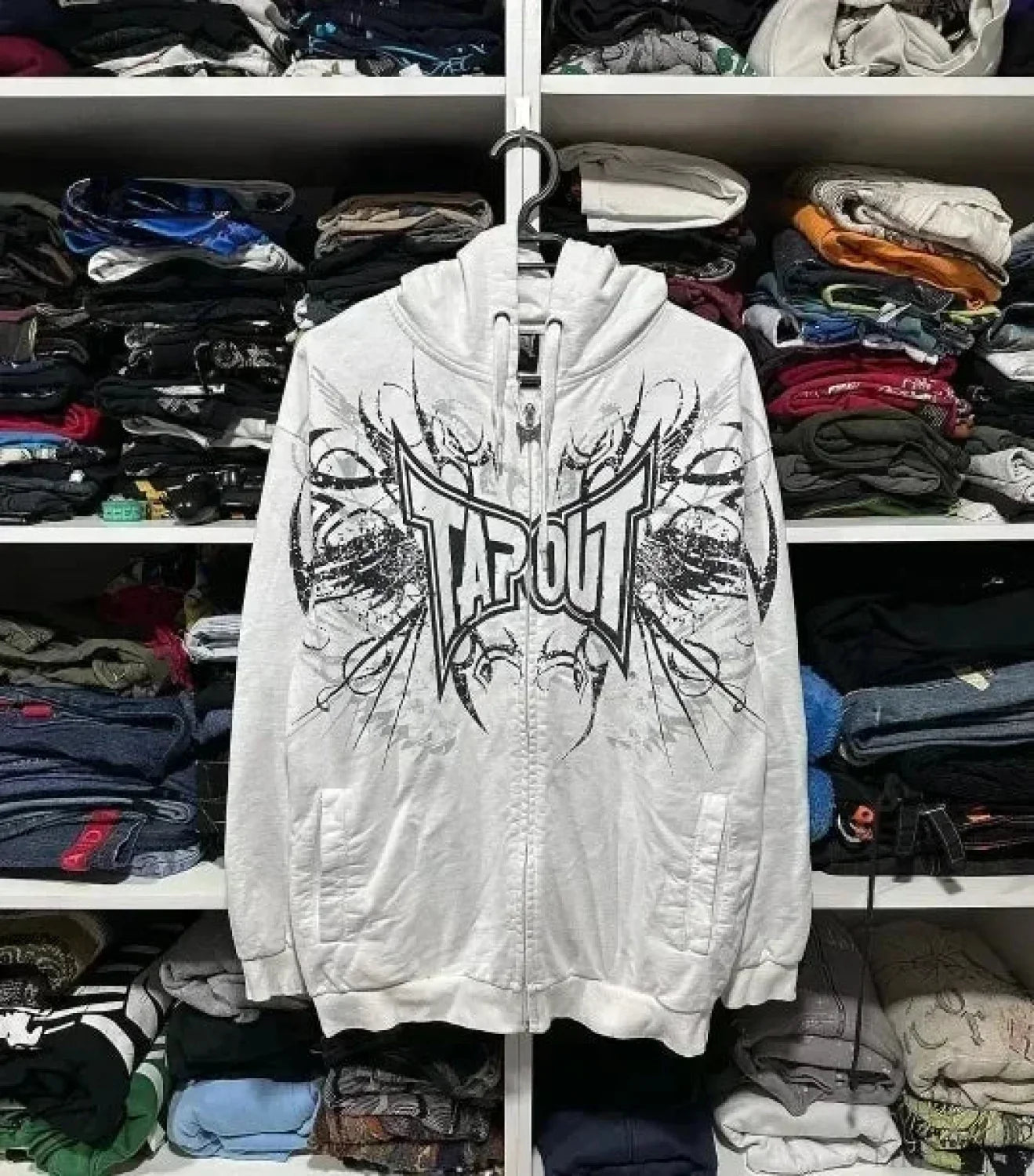 Dark Skull Print Zip Hoodie
