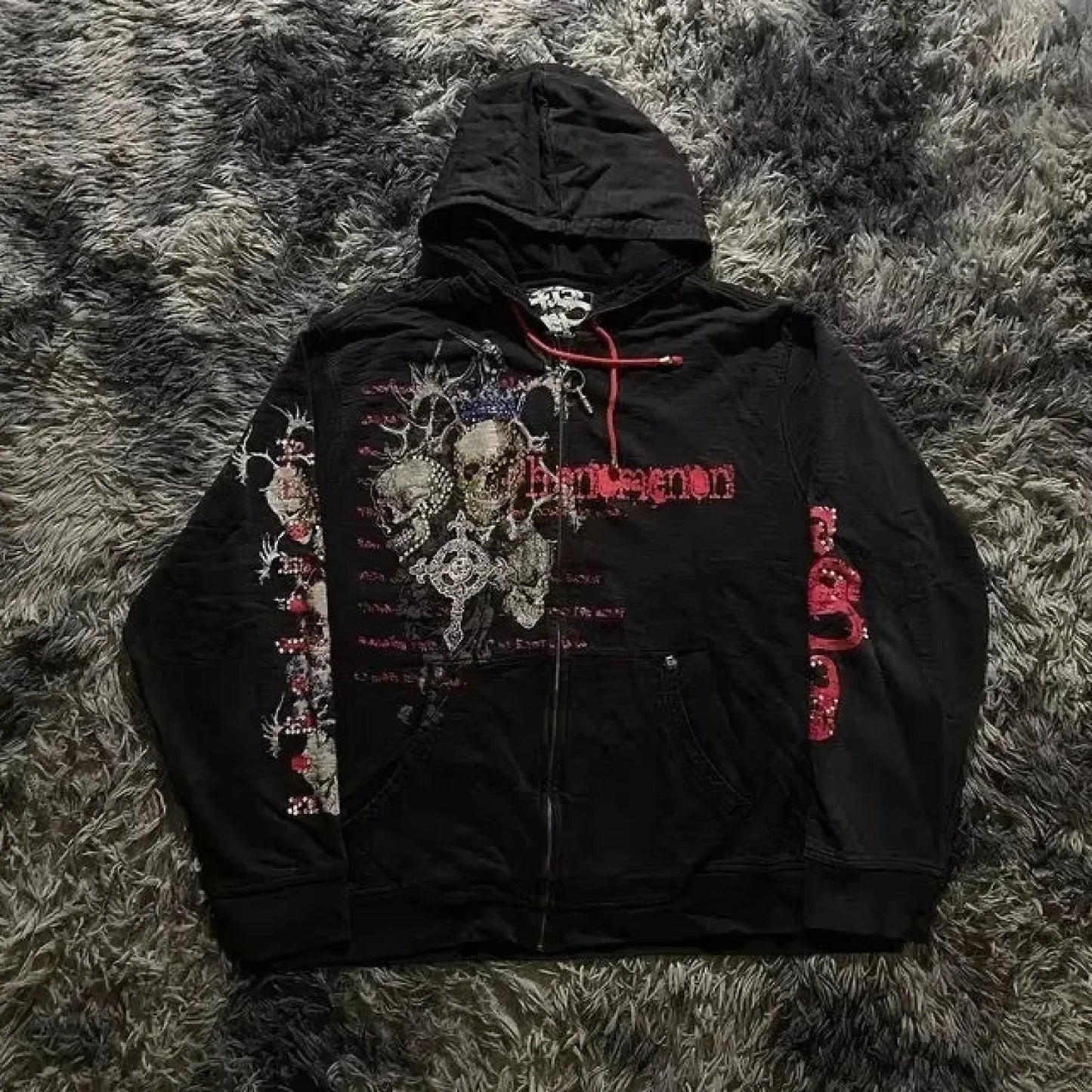 Dark Vintage Design Zipper Hoodie