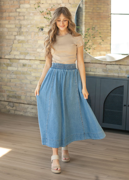 Denim A-Line Maxi Skirt