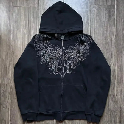 Distress Medieval Vintage Zip Hoodie