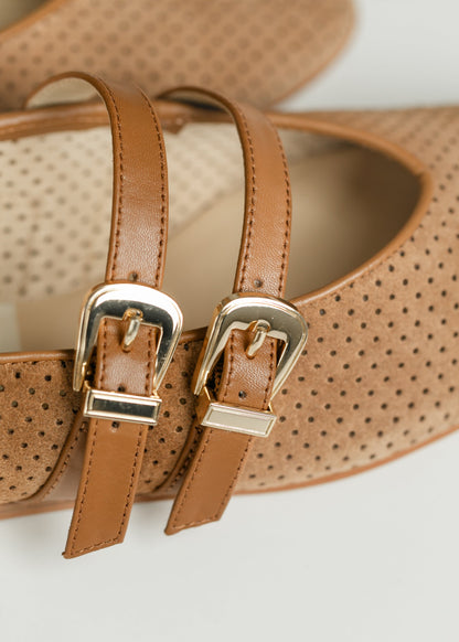 Dolce Vita® Baylee Ballet Flats Pecan Perforated Suede - FINAL SALE