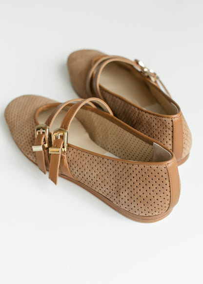 Dolce Vita® Baylee Ballet Flats Pecan Perforated Suede - FINAL SALE