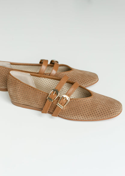 Dolce Vita® Baylee Ballet Flats Pecan Perforated Suede - FINAL SALE