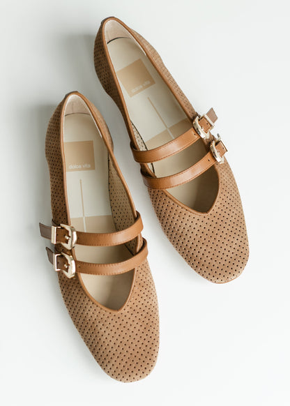 Dolce Vita® Baylee Ballet Flats Pecan Perforated Suede - FINAL SALE