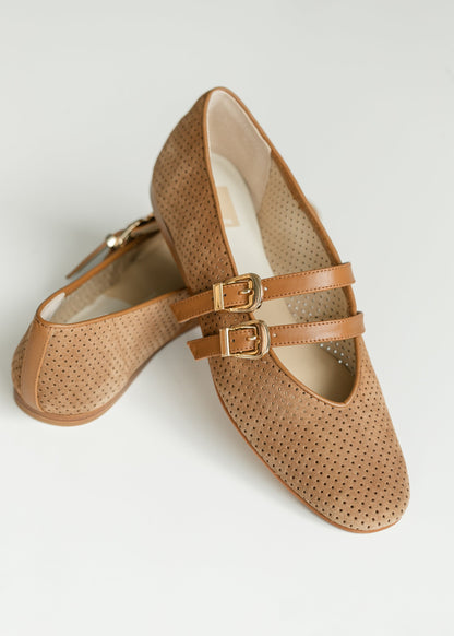 Dolce Vita® Baylee Ballet Flats Pecan Perforated Suede - FINAL SALE