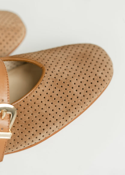 Dolce Vita® Baylee Ballet Flats Pecan Perforated Suede - FINAL SALE