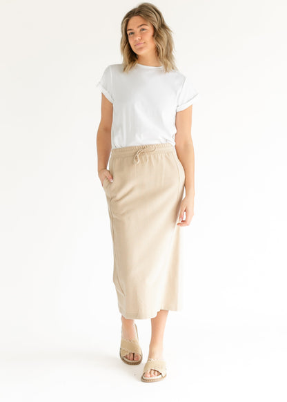 Dori Straight Fit Beige Skirt - FINAL SALE