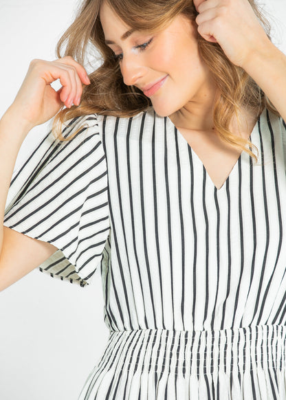 Eden Black Stripe Smocked Waist Maxi Dress - FINAL SALE