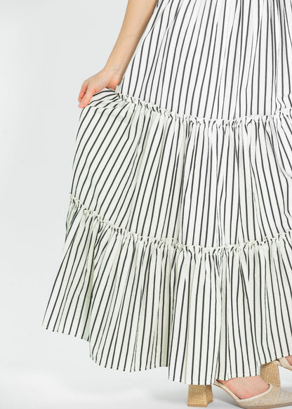 Eden Black Stripe Smocked Waist Maxi Dress - FINAL SALE