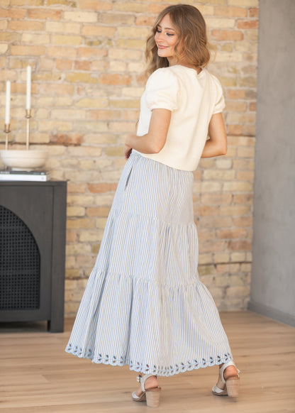Embroidered Detail Midi Skirt