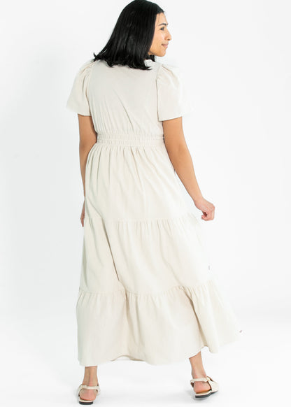 Embroidered Floral Print Maxi Tiered Dress - FINAL SALE