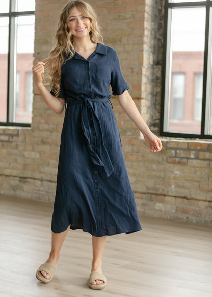 Essential Short Sleeve Gauze Shirt Dress
