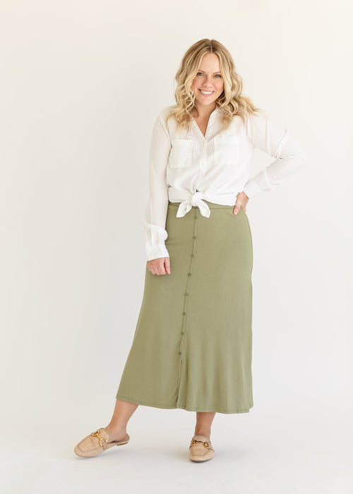 Essential Ribbed Midi Skirt - FINAL SALE