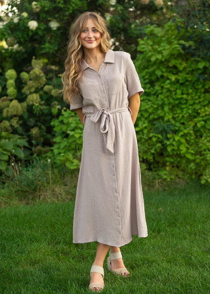 Essential Short Sleeve Gauze Shirt Dress