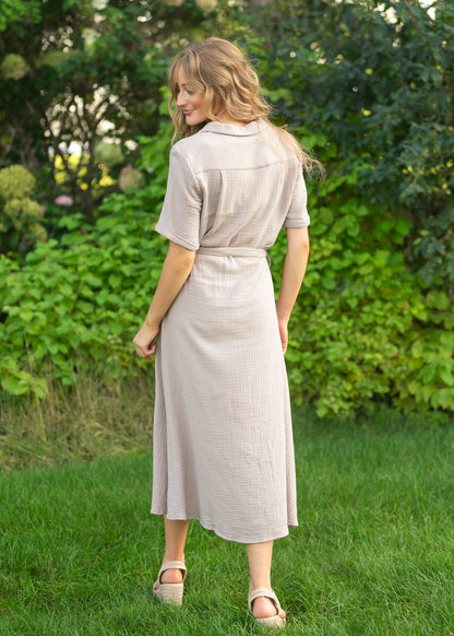 Essential Short Sleeve Gauze Shirt Dress