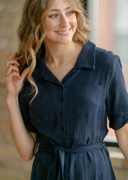 Essential Short Sleeve Gauze Shirt Dress