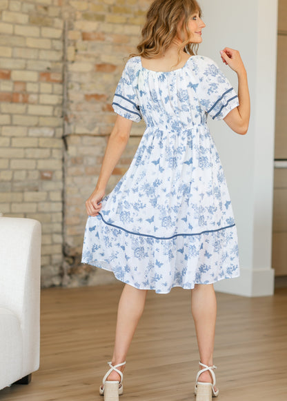 Floral Bubble Sleeve Midi Dress - FINAL SALE