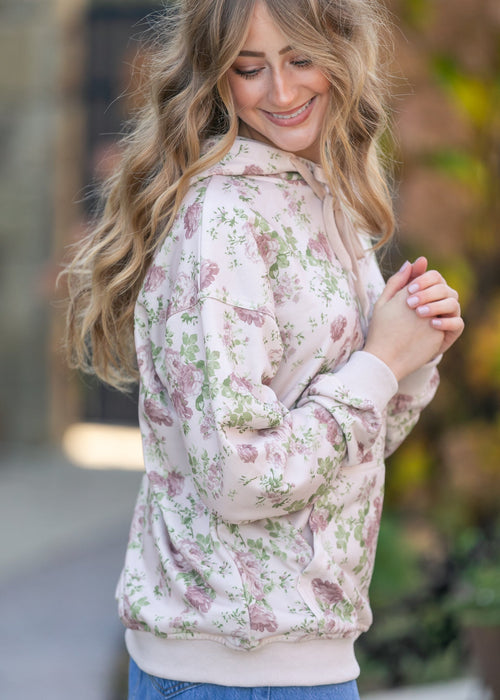 Floral Print Hooded Sweatshirt - FINAL SALE