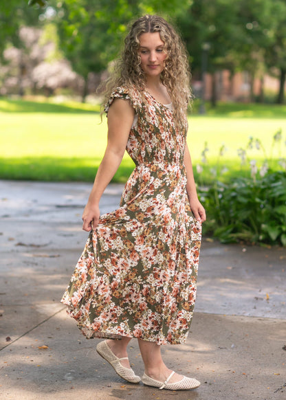Floral Smocked V-Neck Dress - FINAL SALE