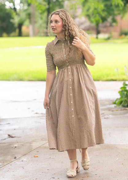 Gingham Button Up Midi Dress - FINAL SALE