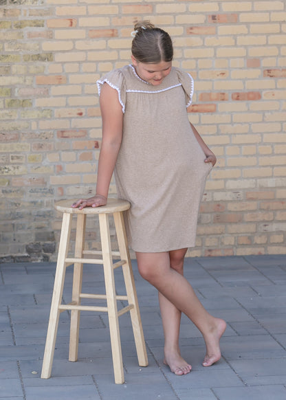 Girl's Crochet Contrast Stitched Knit Dress