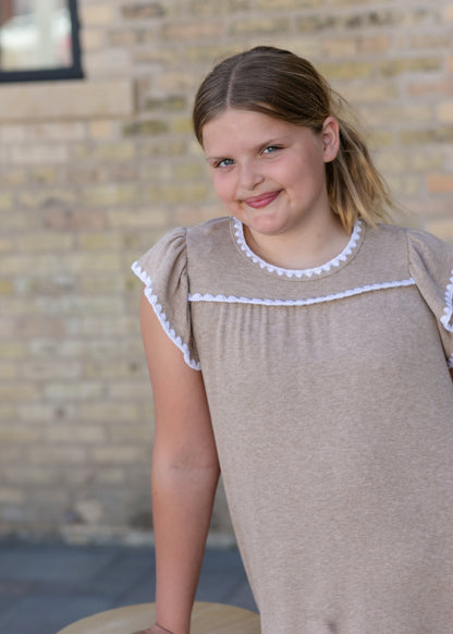 Girl's Crochet Contrast Stitched Knit Dress