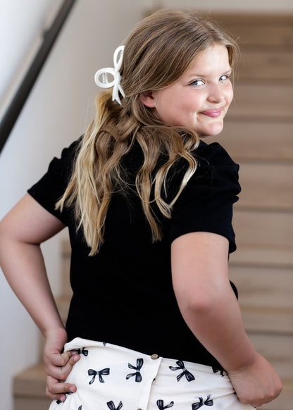 Girl's Ribbed Puff Sleeve Top - FINAL SALE