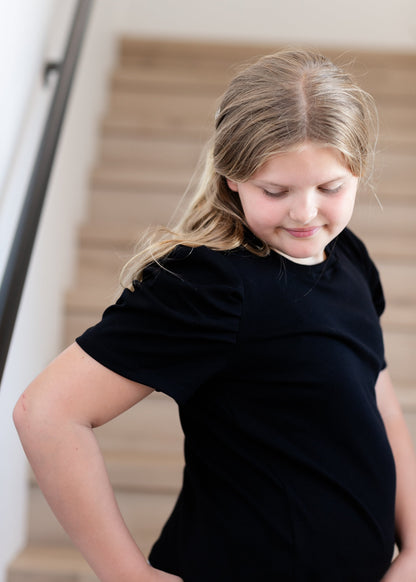 Girl's Ribbed Puff Sleeve Top - FINAL SALE