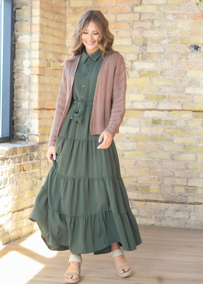 Goldie Green Short Sleeved Tiered Maxi Dress