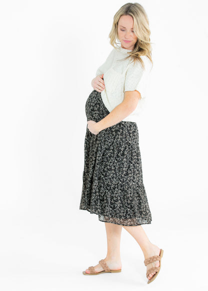 Harlow Abstract Floral Tiered Midi Skirt - FINAL SALE