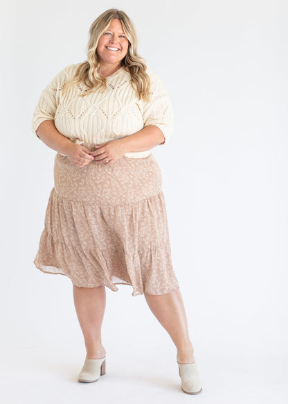 Harlow Abstract Floral Tiered Midi Skirt - FINAL SALE