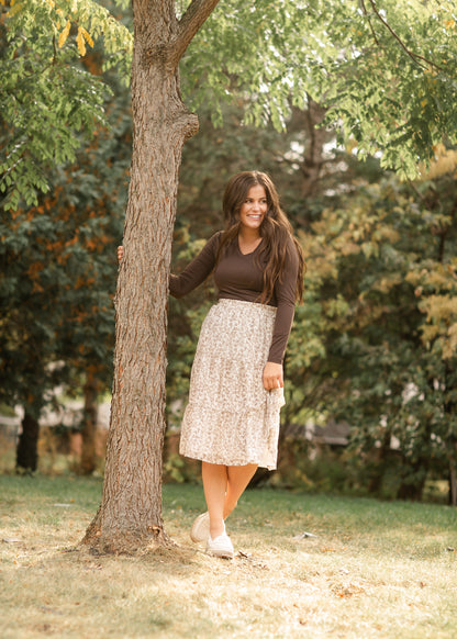 Harlow Abstract Floral Tiered Midi Skirt - FINAL SALE