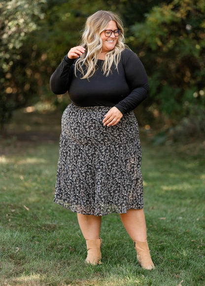 Harlow Abstract Floral Tiered Midi Skirt - FINAL SALE