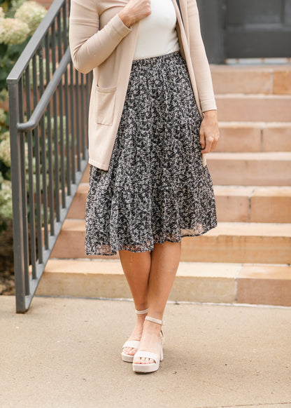 Harlow Abstract Floral Tiered Midi Skirt - FINAL SALE