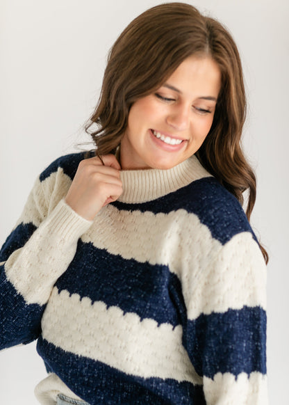 Iggy Scalloped Striped Crewneck Sweater - FINAL SALE