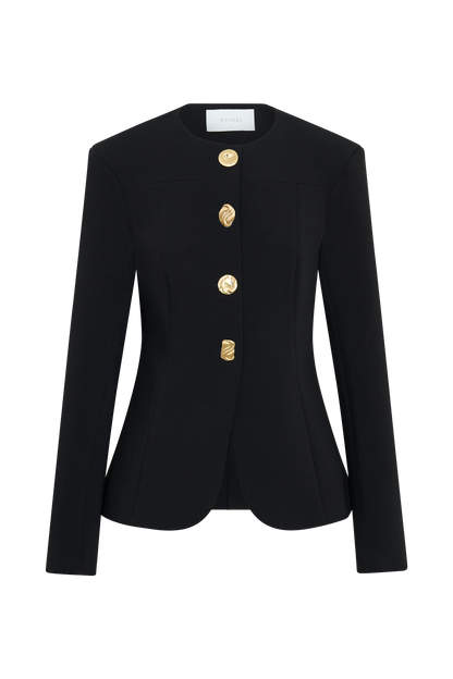Asia Mixed Button Blazer - Black