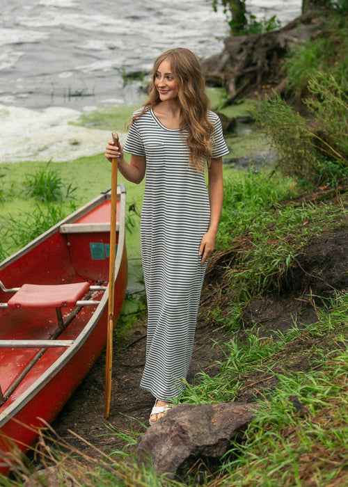 Jane Stripe Maxi T-shirt Dress