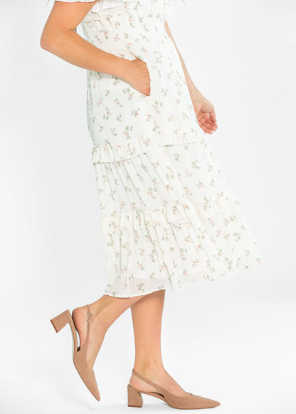 Jessa Tea Party Pink V-neck Midi Dress - FINAL SALE