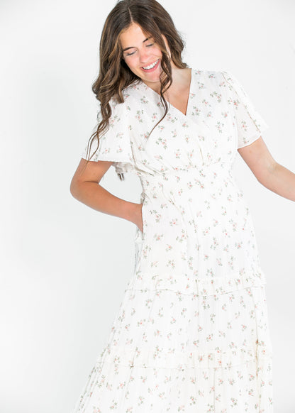 Jessa Tea Party Pink V-neck Midi Dress - FINAL SALE